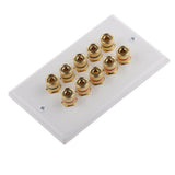Maxbell White 10 Banana Plug 5 Speaker Cable Wall Plate Panel 115mm x 70mm
