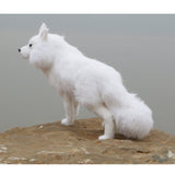 Maxbell Artificial  Mini Fur Animal Artificial Fur Taxidermy Garden Decor White