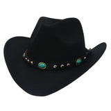 Maxbell Felt Western Cowboy Hat Wide Brim Jazz Hat Vintage Sun Visor Hat for Travel Black