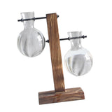 Max Test Tube Flower Vase Wooden Stand for Hydroponic Plant Stand with 2 Vase(A)