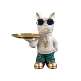 Maxbell Resin Dog Desk Storage Tray Statue Decorative Modern for Cafe Entryway Decor Green