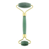 Max Jade Stone Facial Massage Double Roller Face Neck Massager Green Gold