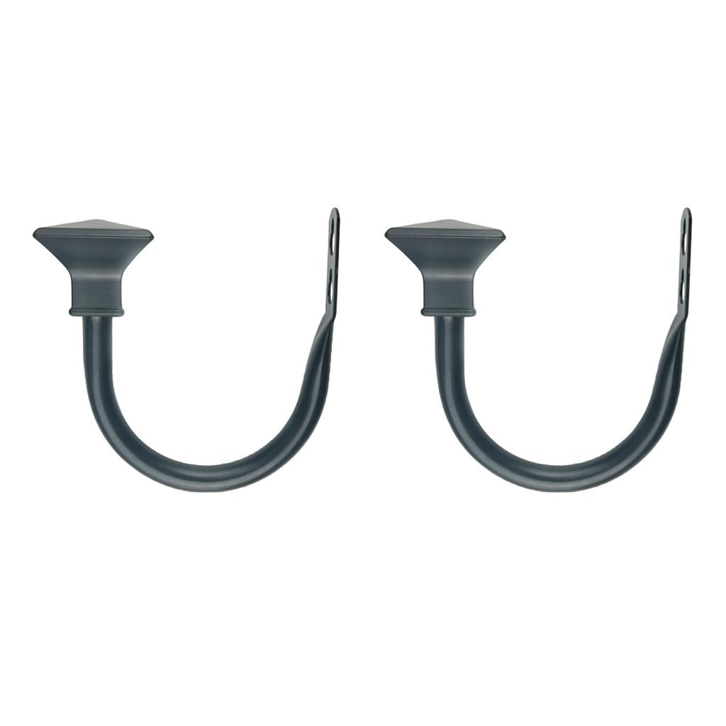Max 1 Pair U-Shape Tube Curtain Holdback Drape Hook Vary Types Square_Black