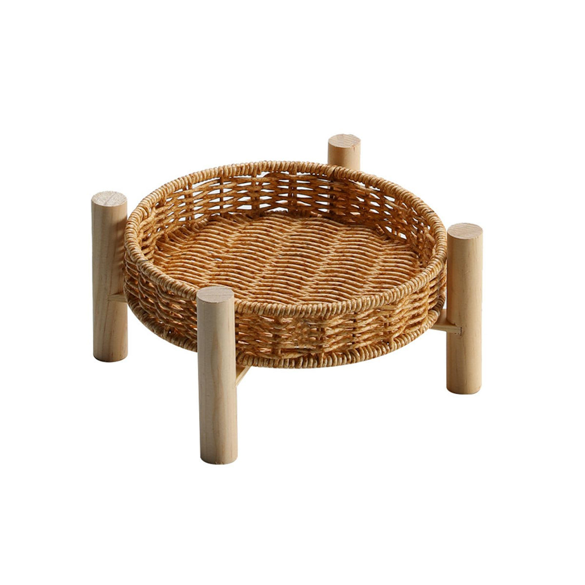 Maxbell Rattan Vegetable Storage Serving Basket Round Rattan Bread Baskets for Fruit 18×10×4cm