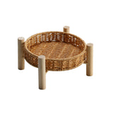 Maxbell Rattan Vegetable Storage Serving Basket Round Rattan Bread Baskets for Fruit 18×10×4cm