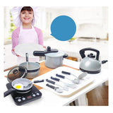 Max 11pcs Kitchen Cookware Induction Cooker+15pcs Food Play Kid Pretend Play Toy