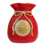 Maxbell Flower Vase Bouquet Holder Artwork Blessing Bag Shape Statue for Tabletop Red