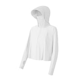 Maxbell Long Sleeve Sun Shirts Sportswear Thin with Mask Quick Drying Fishing Hoodie White