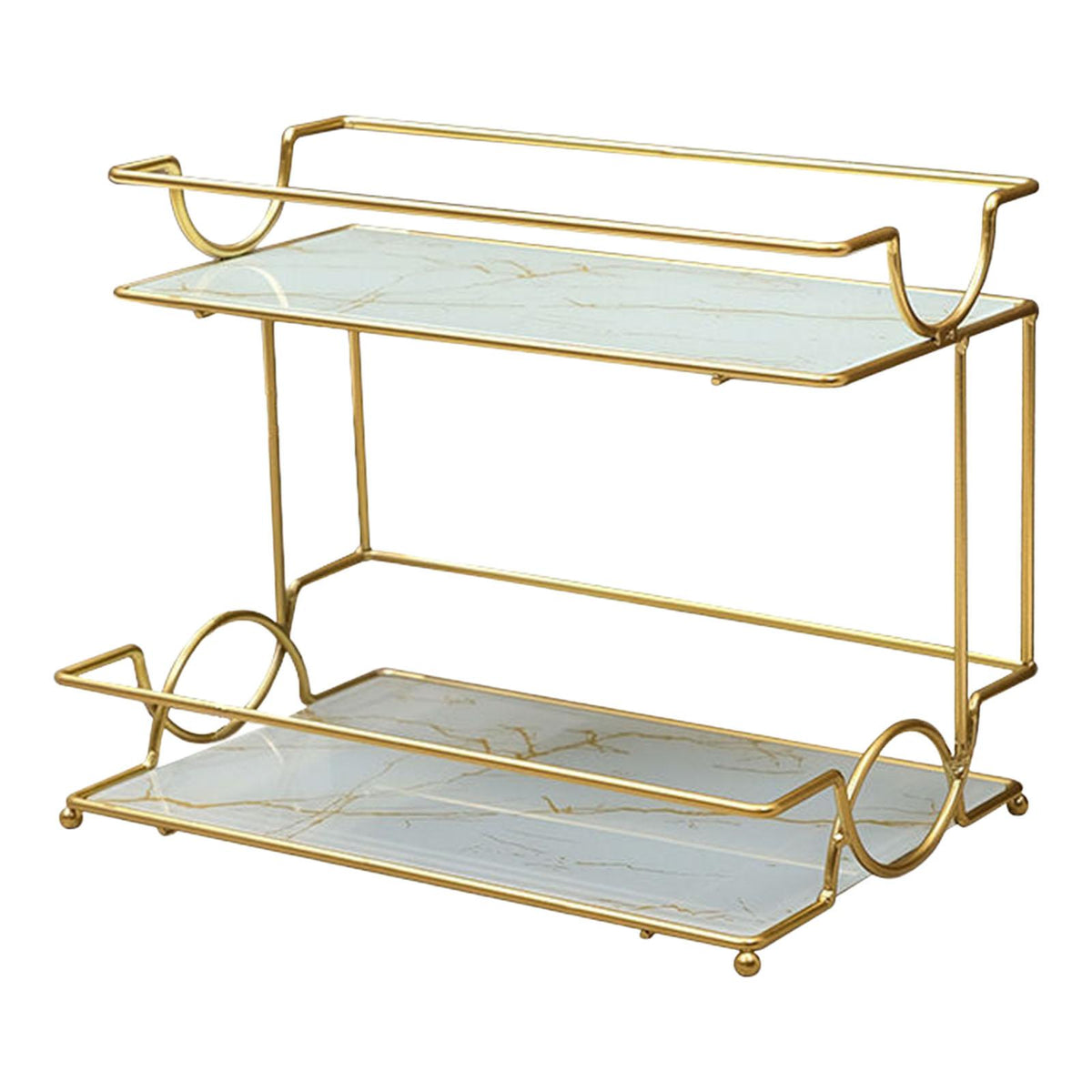 Maxbell 2 Tiers Standing Rack Storage Shelf for Bedroom Dressing Table Living Room StyleC