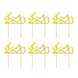 Max 6pcs Sparkling Cake Toppers Cupcake Picks Christmas New Year Cake Decoration