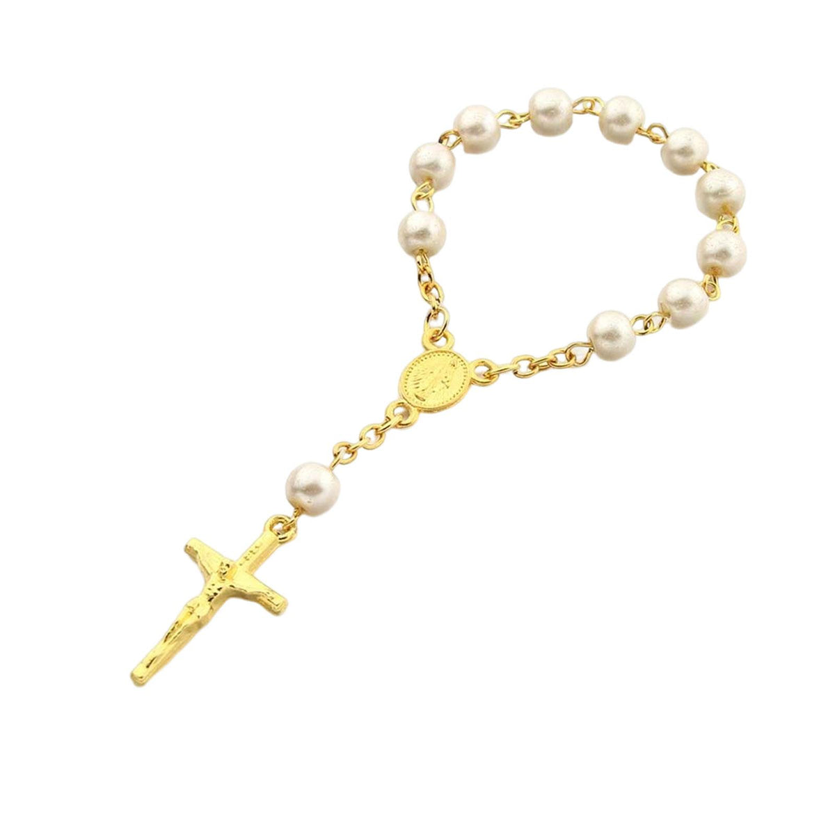 Maxbell Beaded Bracelet Pendant Gift Hanging Cross Communion Wristband Aureate
