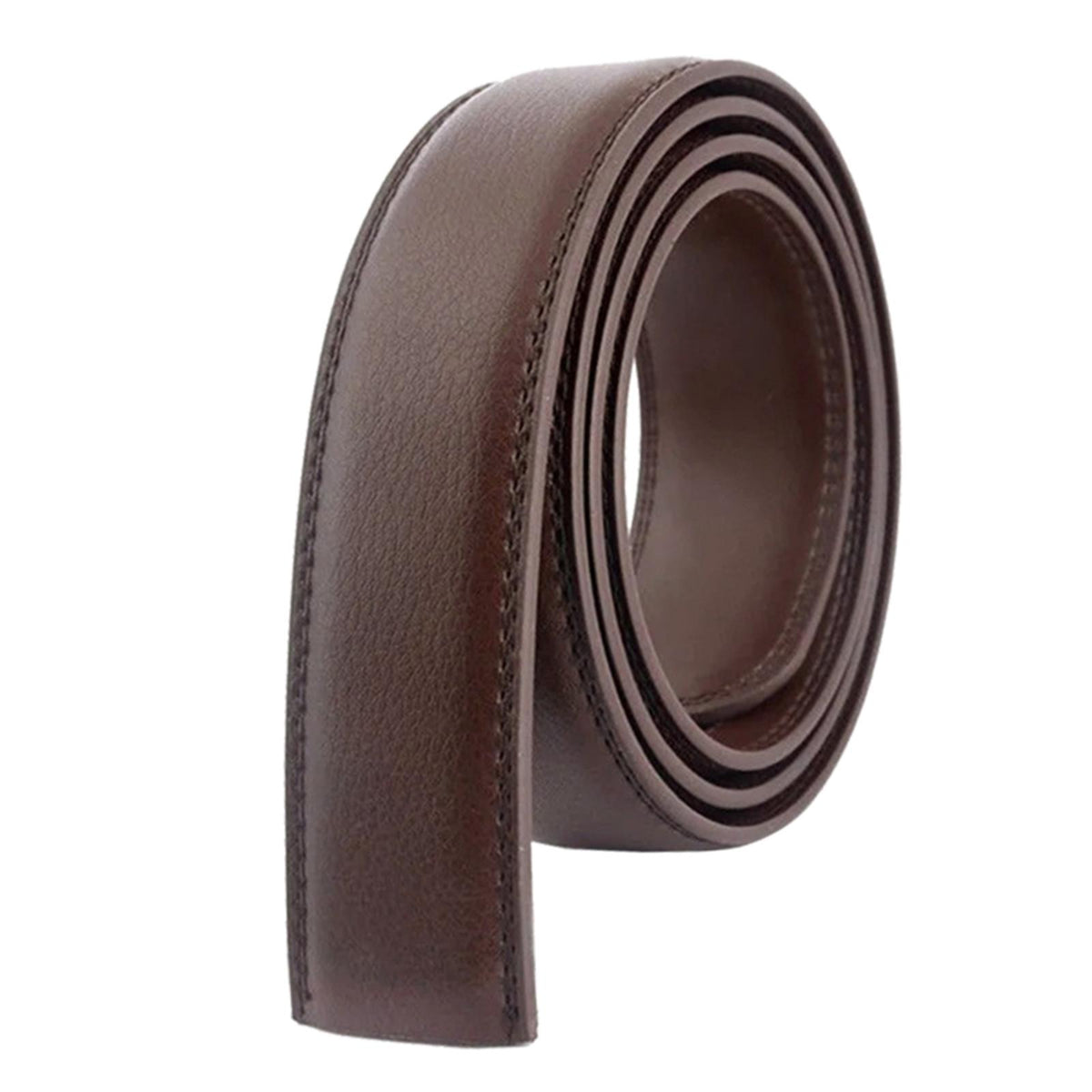 Maxbell Leather Men Belt No Buckle for DIY Craft Automatic Ratchet Buckles Coffee