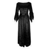 Maxbell Women Medieval Victorian Costume Renaissance Flare Sleeve Dress L Black