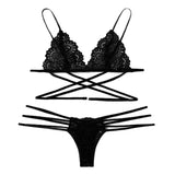 Maxbell Womens 2 Piece Lace Hollow Perspective Bikini Swimsuit Beach Swimwear Set Black M