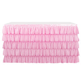 Max Pink Chiffon 5-layer Table Skirt Tablecloth for Wedding Party Decor 75x275cm