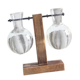 Max Test Tube Flower Vase Wooden Stand for Hydroponic Plant Stand with 2 Vase(B)