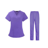 Maxbell Scrubs Set for Women Breathable Scrub Top and Pants Set Nurse Uniform Purple M