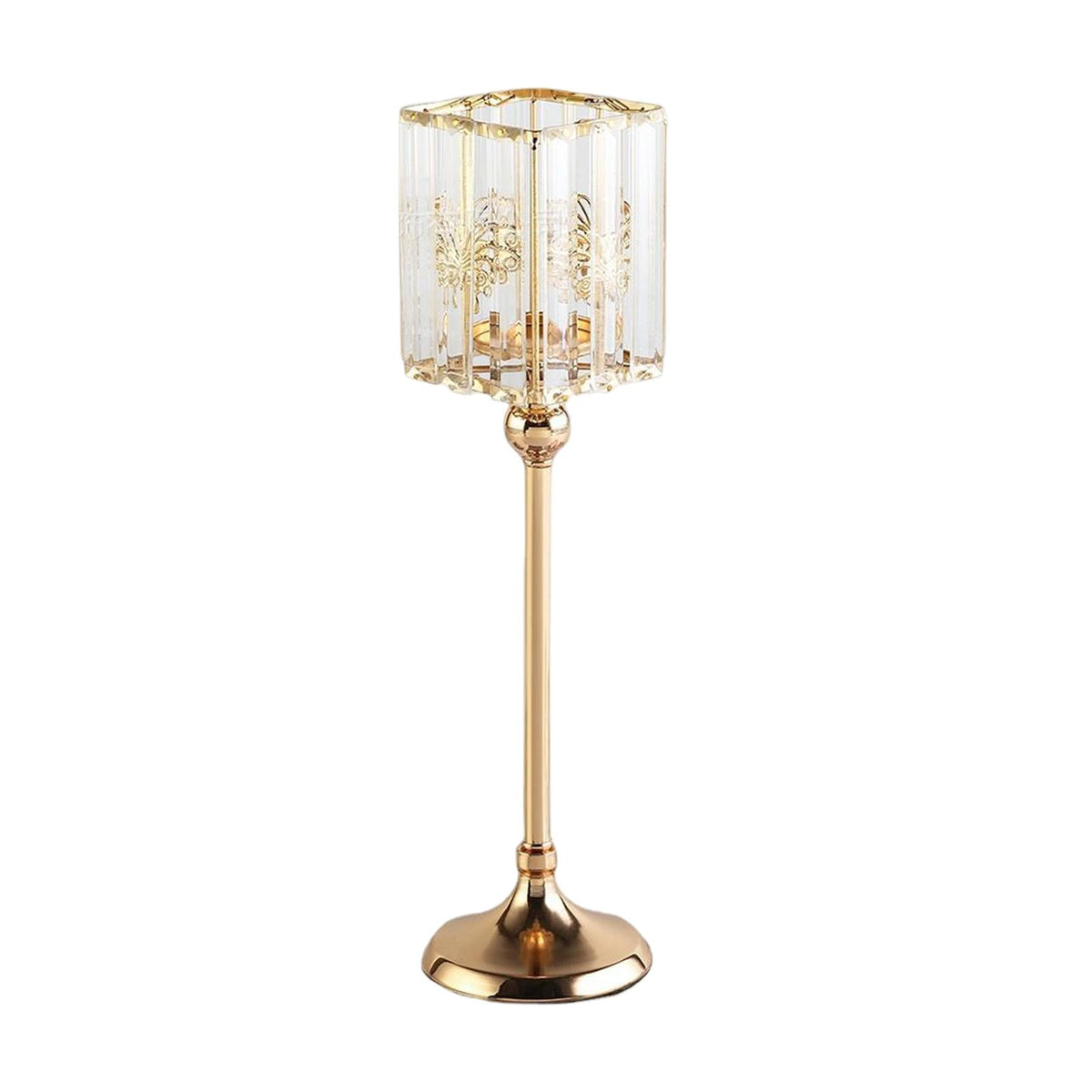 Maxbell Modern Crystal Candle Holder Candlestick Elegant for Tabletop Holiday Decor L 11cmx11cmx36cm