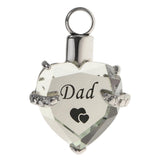 Maxbell Crystal Heart Cremation Jewellery Ash Urn Pendant Keepsake Necklace Dad