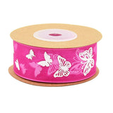 Maxbell 10 Meters Butterfly Printed Chiffon Ribbon Embellishment 25mm Rose Red