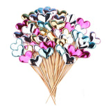 Maxbell Set of 50 Cake Toppers Birthday Party Decoration PU Leather for Baby Shower Heart Shape