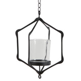Maxbell Iron Ceiling Chandelier 3D Geometric Candle Holder Hanging Candlestick  D - Black