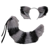 Maxbell Long Fox Ears Tail Cosplay Costume Furry Children Fancy Part Dress up Grey Black