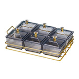 Maxbell Caddy Serving Platter 6 Bowls with Lid Storage Container for Wedding Salad Gray Clear Lids