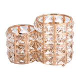 Maxbell Crystal Makeup Brush Holder 2 Compartments Bucket for Dresser Organizer gold
