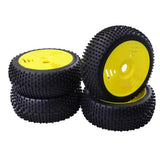 Max 4Pcs 17mm Hub Wheel Rim & Rubber Tire Tyres for 1:8 RC Buggy Truggy Yellow