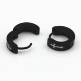 Maxbell Fashion Jewelry Men Cross Pattern Black Hoop Small Huggie Earrings