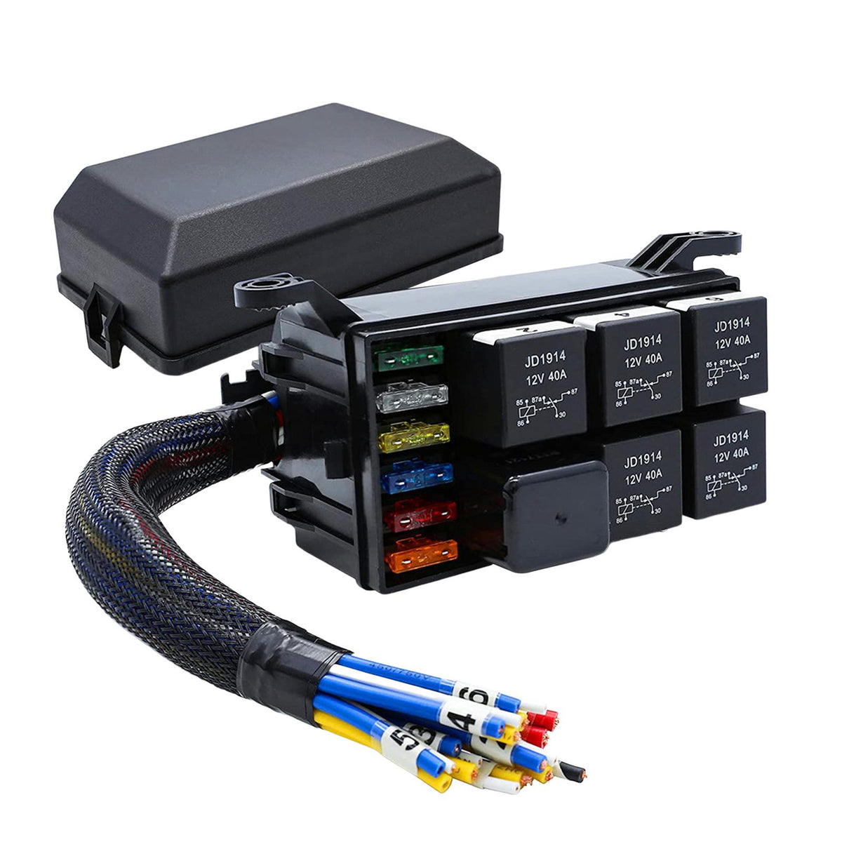 Maxbell Fuse Relay Box Waterproof Fuse Block and Relay Box for Car Marine Truck 12V 5Pin
