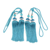Max 2pcs Hanging Bead Curtain Tieback Tassels for Curtain Supplies Peacock Blue