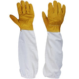 Maxbell Pair Protective Beekeeping Gloves, Goatskin Bee Keeping with Vented Long Sleeves - Yellow and white