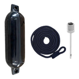 Maxbell Boat Bumpers Shield Protection with Inflatable Needles Sailboats Marine Dock Black Black Rope
