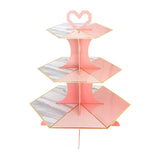 Maxbell 3 Tiers Cardboard Cupcake Stand Holder DIY Dessert Holder for Kitchen Decor Pink