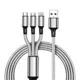 Maxbell 3 in 1 Multi USB Phone Charging Sync Braided Cable for IPhone Android Gray