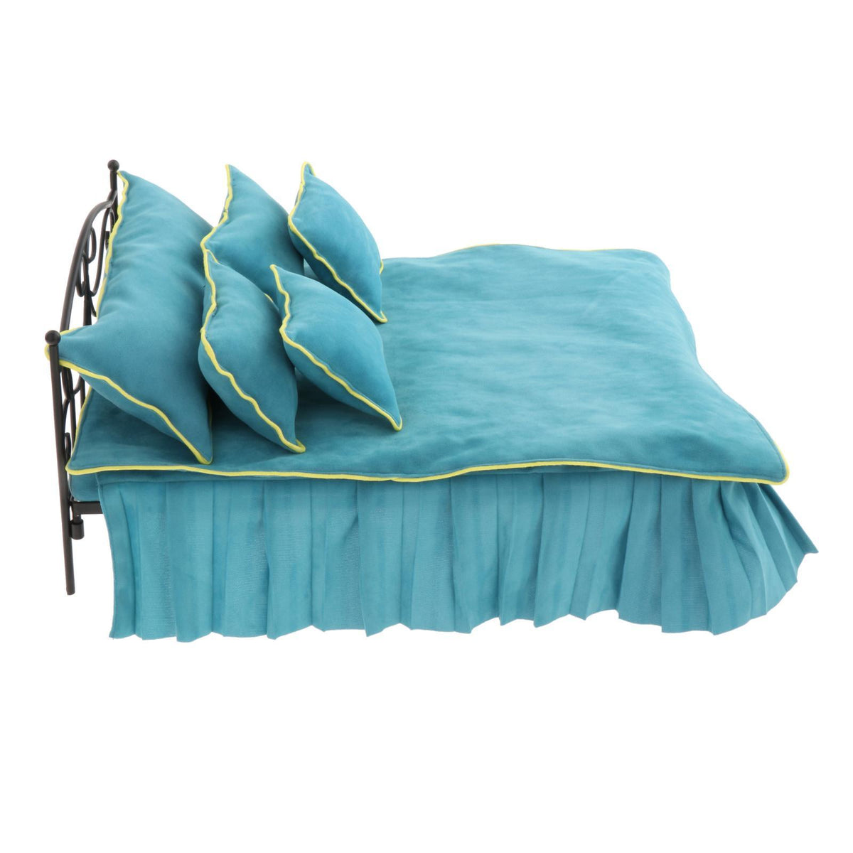 Maxbell Wrought Iron Miniature Dollhouse Bed Simulation 1/6 for Dollhouse blue