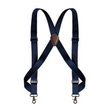 Maxbell Mens Suspender Swivel Hook X Shaped Elastic 1.4" Wide Adjustable Suspenders Navy