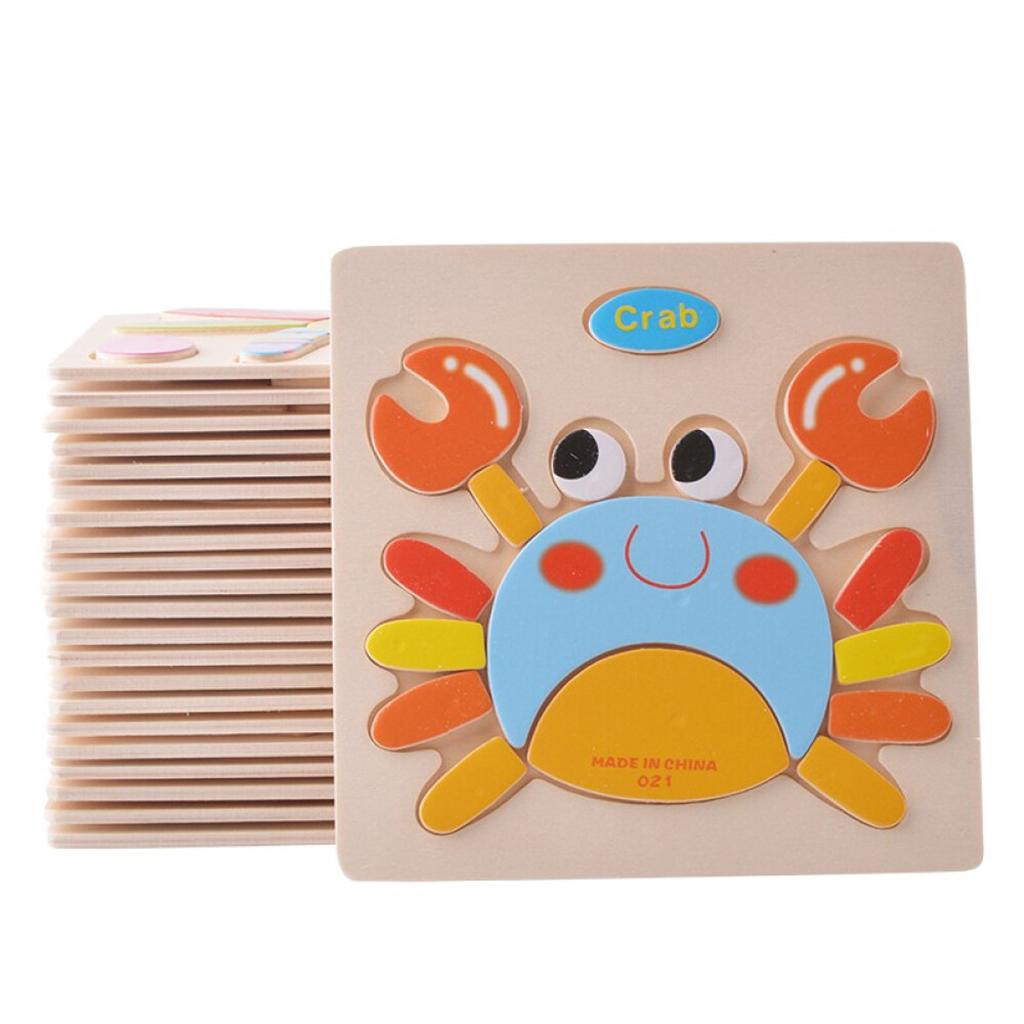 Maxbell 7pcs Kids Wooden Jigsaw Puzzle Shape Puzzles for Boys and Girls Sea Animals