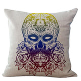 Max Linen Skull Pillow Cushion Cover Pillowslip Throw Pillow Case 43x43cm P