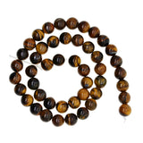 Maxbell 1String Round Natural Gemstone Bead Tiger Eye Loose Bead Jewelry Making 8mm