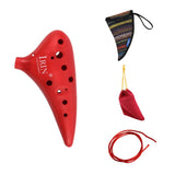 Maxbell IRIN12 Hole C Tone Ocarina + National Style Package +Strap +Color Bag Red