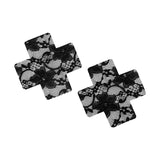 Maxbell 2Pcs Lace Pasties Lingerie Lady Reusable Black for Club party Cross