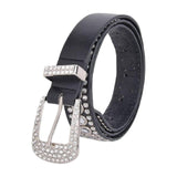 Maxbell Rhinestones Belt Fashion PU Leather Crystal Belts Waistband for Dress Pants Black
