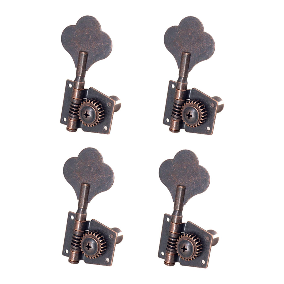 Maxbell 4 Pieces Opened Electric Bass Tuning Pegs for Ukulele Electric Guitar 4R Red Bronze