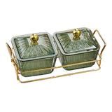 Maxbell Divided Serving Dishes Modern Dried Fruit Plate for Cupcake Living Room Home 2 Grids Green