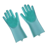 Maxbell Silicone Cleaning Brush Scrubber Gloves for Household Pet Hair Care Blue