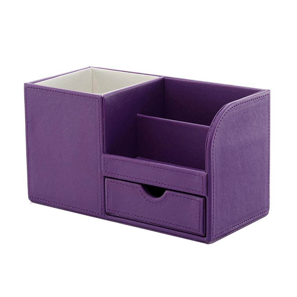 Maxbell Multifunctional leather pen holder fashion desktop storage box Purple