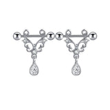 Maxbell 1 Pair Pierced Jewelry Nipple Rings Straight Barbell Festival for Ladies Argent